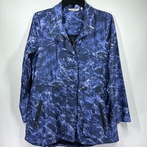 Soft Surroundings Cinched Waist Marble Printed Windbreaker Jacket, XS